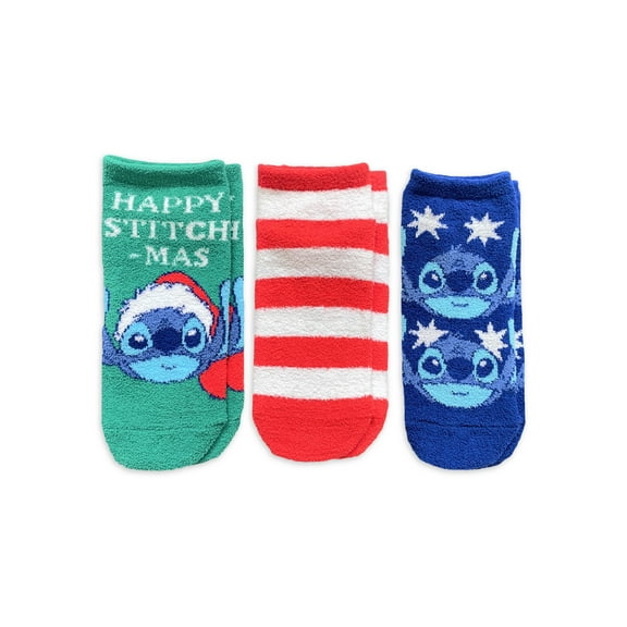 Lilo & Stitch Women’s Holiday Cozy No Show Socks, 3-Pack, Size 4-10