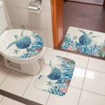 thumbnail image 5 of Summer Marine Life Bathroom Rugs Set Ocean Sea Turtle Starfish Coral Vintage Non Slip Absorbent Soft Bath Mats 3 Piece Set with Bathroom Rug, U-Shaped Floor Mat, Toilet Seat Cover Large Size, 5 of 9