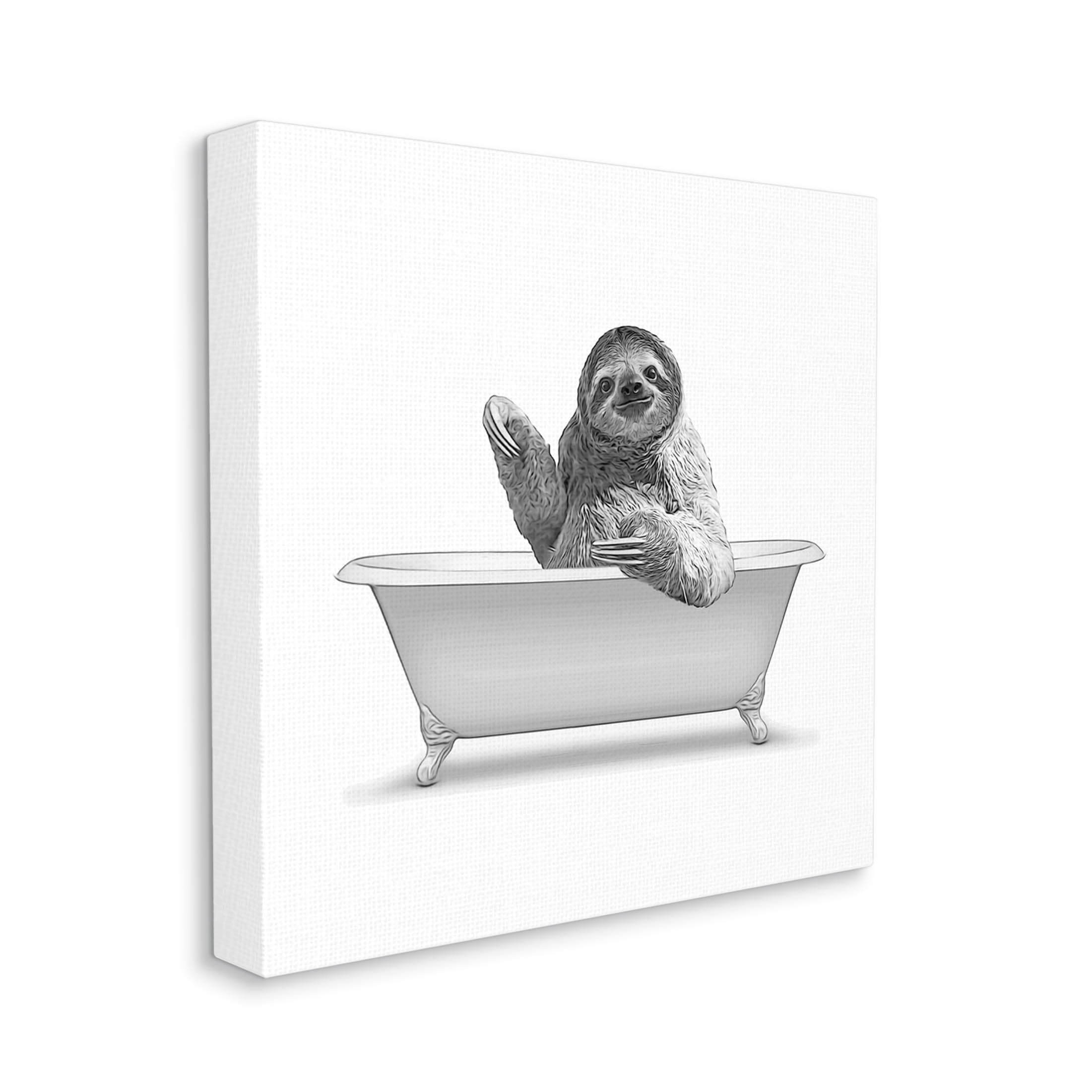 Stupell Industries Funny Sloth Vintage Bathtub Graphic Art Gallery Wrapped Canvas Print Wall Art, Design by Annalisa Latella