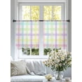 thumbnail image 4 of Green Beige Plaid Sheer Curtains 54 Inch Length 2 Panels Set Window Treatments, Buffalo Farmhouse Art Checkered Rod Pocket Semi Curtains for Living Room/Bedroom/Kitchen Décor, 104"W x 54"L, 4 of 7