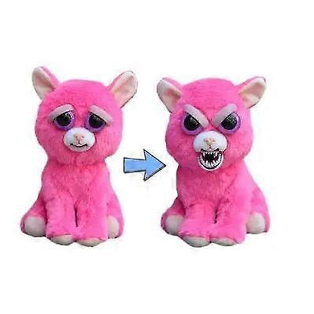 Feisty Pet - Oso de peluche divertido que cambia de cara, juguetes suaves para niños, peluche de dragón, animales enojados, panda, regalo de Navidad para niños, 20 cm, gato rosa, 20 cm, gato rosa, 2