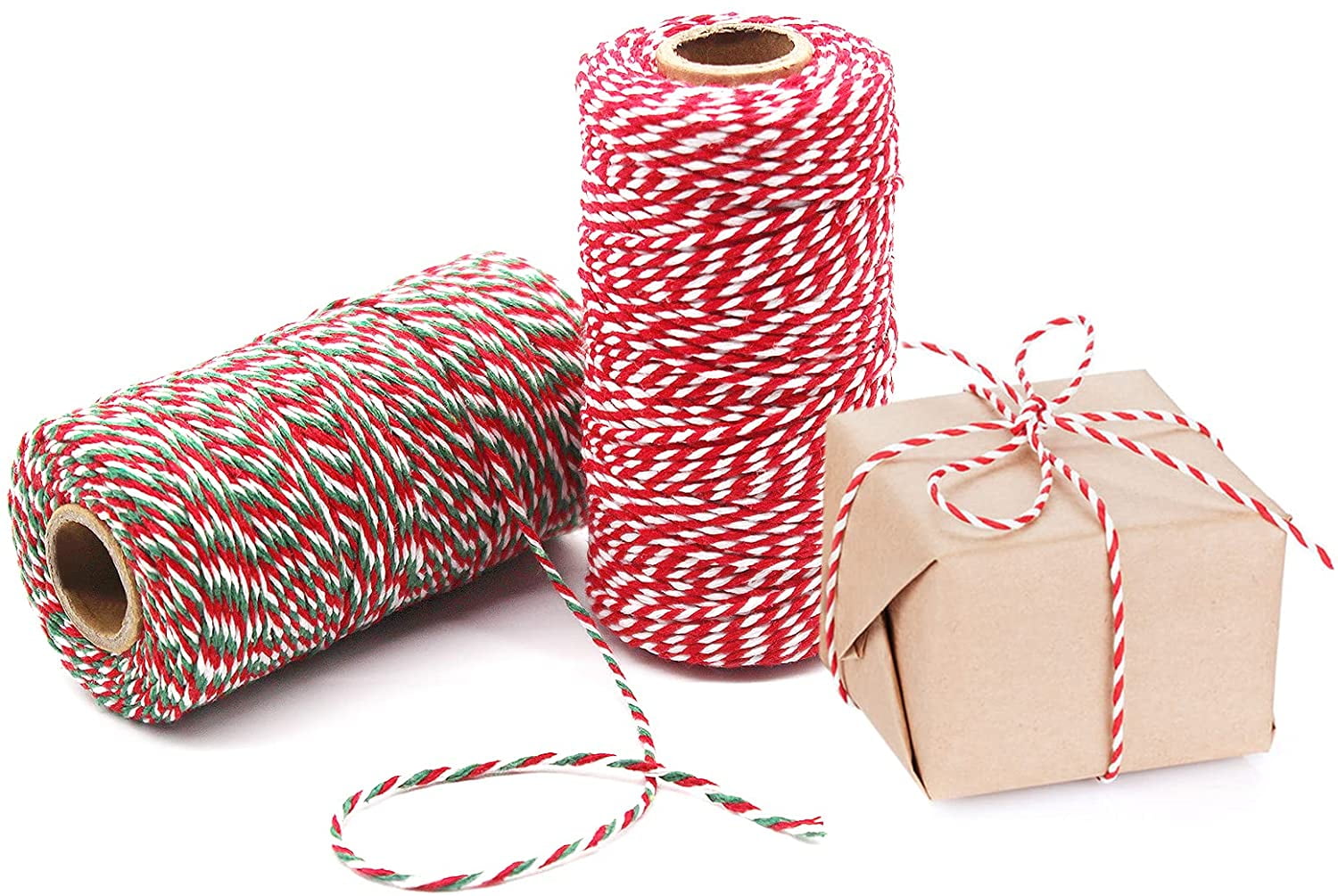 Christmas Gift Wrapping Cotton String Crafts and Holiday Decorations Tpyx Green and White Twine 656 Feet 200 m Cotton Baker Twine