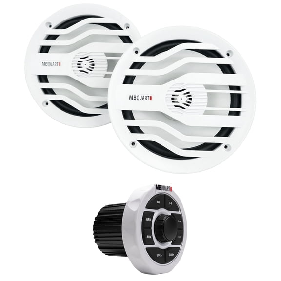MB Quart GMR-1.5B Marine Recevier w/Bluetooth (2) White MB Quart 6.5" Speakers