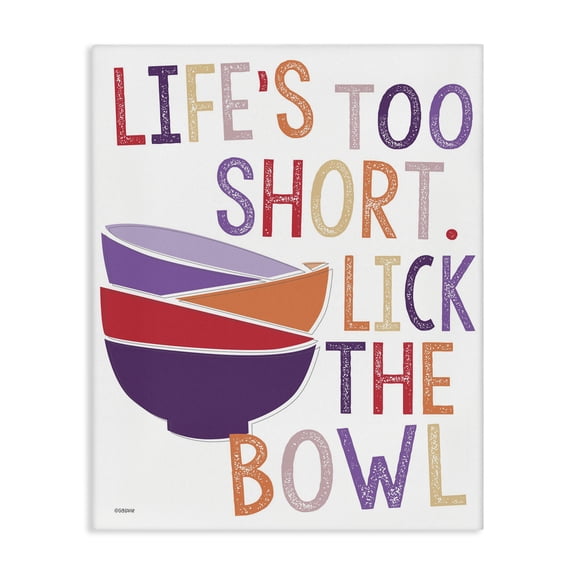 Stupell Industries Modern Lick The Bowl Funny Word Colorful Kitchen Dining Room Word Design Canvas Art, 24 x 30, by Gigi Louise