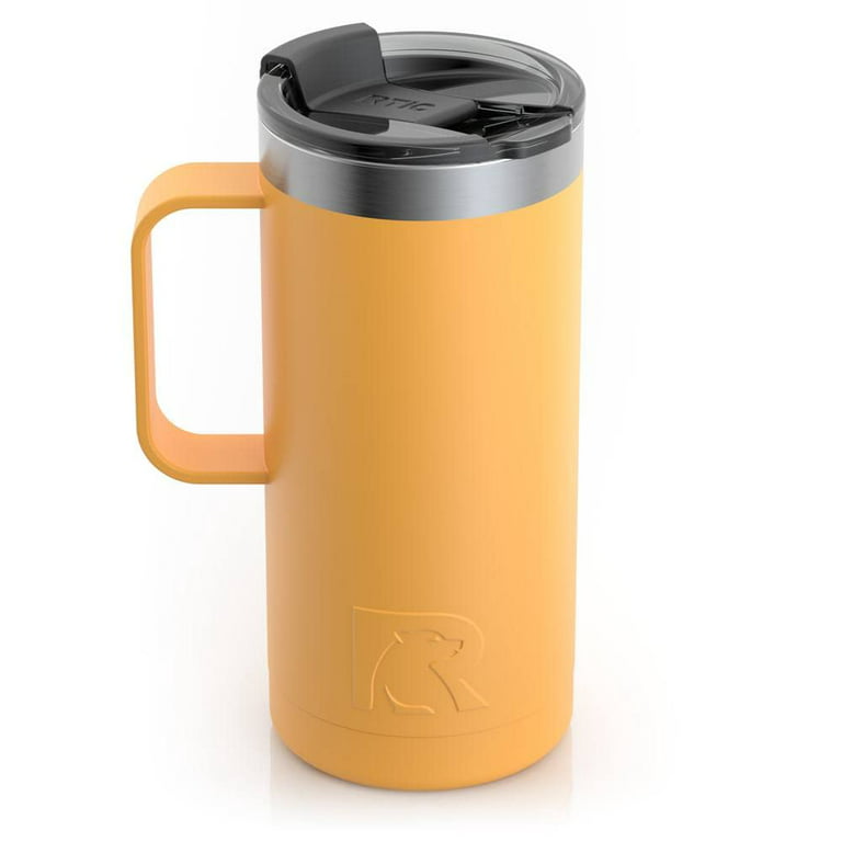 RTIC 16 oz Coffee Travel Mug with Lid and Handle, Stainless Steel  Vacuum-Insulated Mugs, Leak, Spill Proof, Hot Beverage and Cold, Portable Thermal  Tumbler Cup for Car, Camping, Amber 