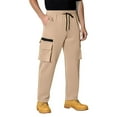 thumbnail image 4 of Mohiass Cargo Pants for Men Hiking Casual Outdoor Baggy Pants Lightweight Elastic Waist Relaxed Fit Joggers Trousers with Pockets Beige S, 4 of 6