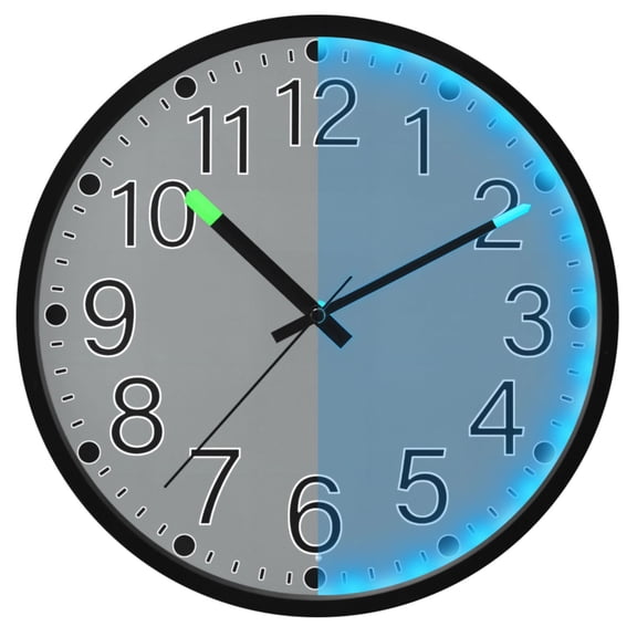 Ryvnso Silver 12 Inch Night Light Wall Clock Silent Battery Operated Luminous Clocks