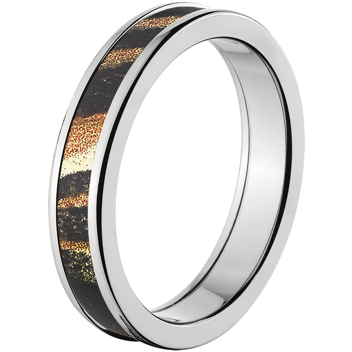 4mm Half-Round Titanium Ring with a Mossy Oak Shadow grass Camo Inlay