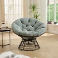 thumbnail image 3 of S-HOME Ergonomic Brown Frame Wicker Papasan Chair with Thick Cushion, 360 Degree Swivel for Living Room & Outdoors, Light Green, 3 of 16