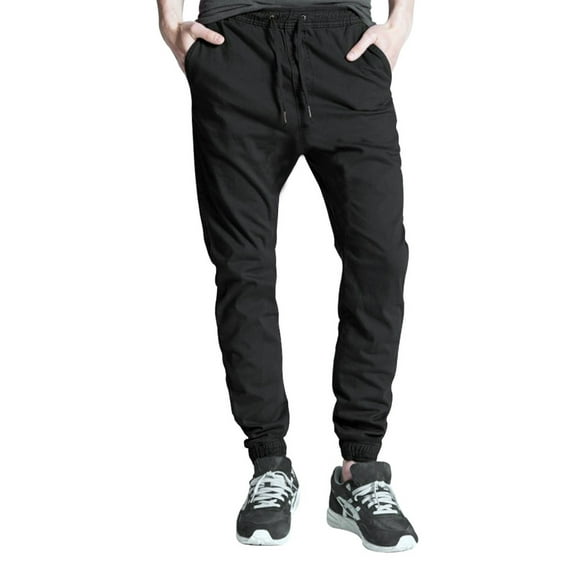 Men's Casual Jogger Pants Slim Fit Chino Pants Elastic Waistband Twill Cargo Trousers