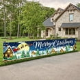 thumbnail image 2 of Winter Theme Christmas Banner Snowy Scene Xmas Banner Santa Sleigh Reindeer Pattern Holiday Banner for Christmas Party Winter Celebration Holiday Decoration, 2 of 9