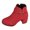 Red, variant on Metal Heart Buckles Block High Heels Dress Boots for Women Bride Wedding Solid Suede Round Toe Dressy Heeled Short Ankle Booties Valentines Day