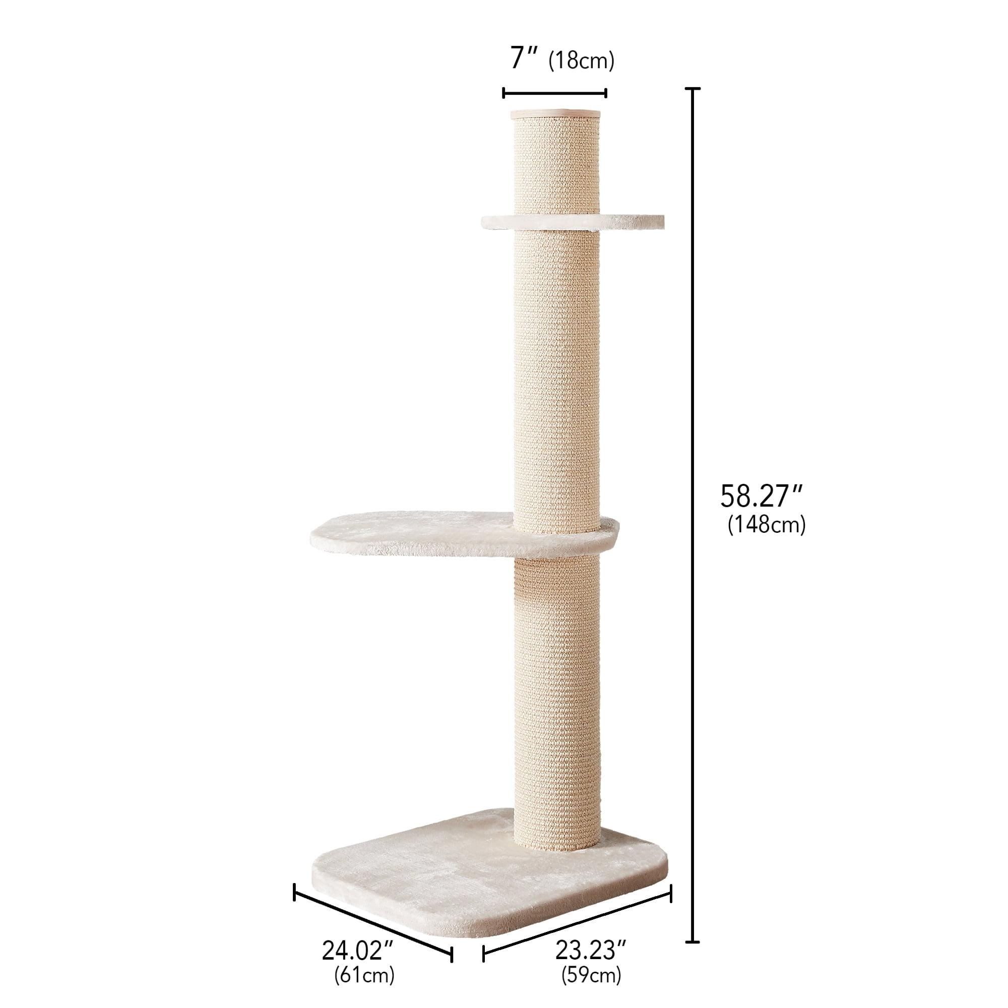 Two by Two Maple Cat Tree 3 Beige 58.3-inch Cat Scratching Post