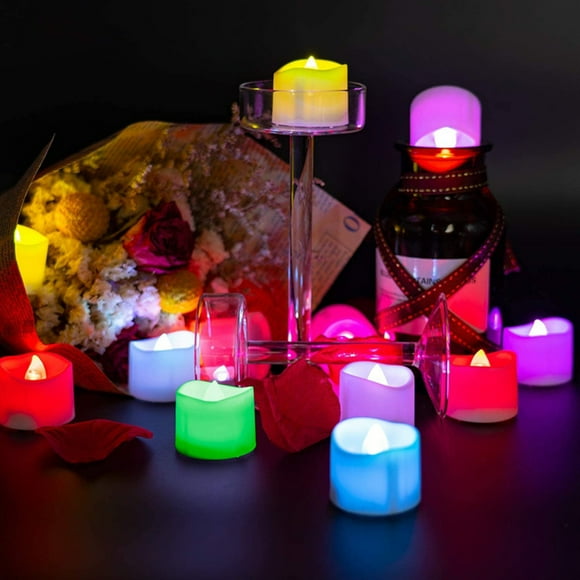 12Pcs Candle Light Multicolor Intelligent Timing Bright Flickering Internal Concave Bevel Wedding Decoration LED Candle for Home Decoration