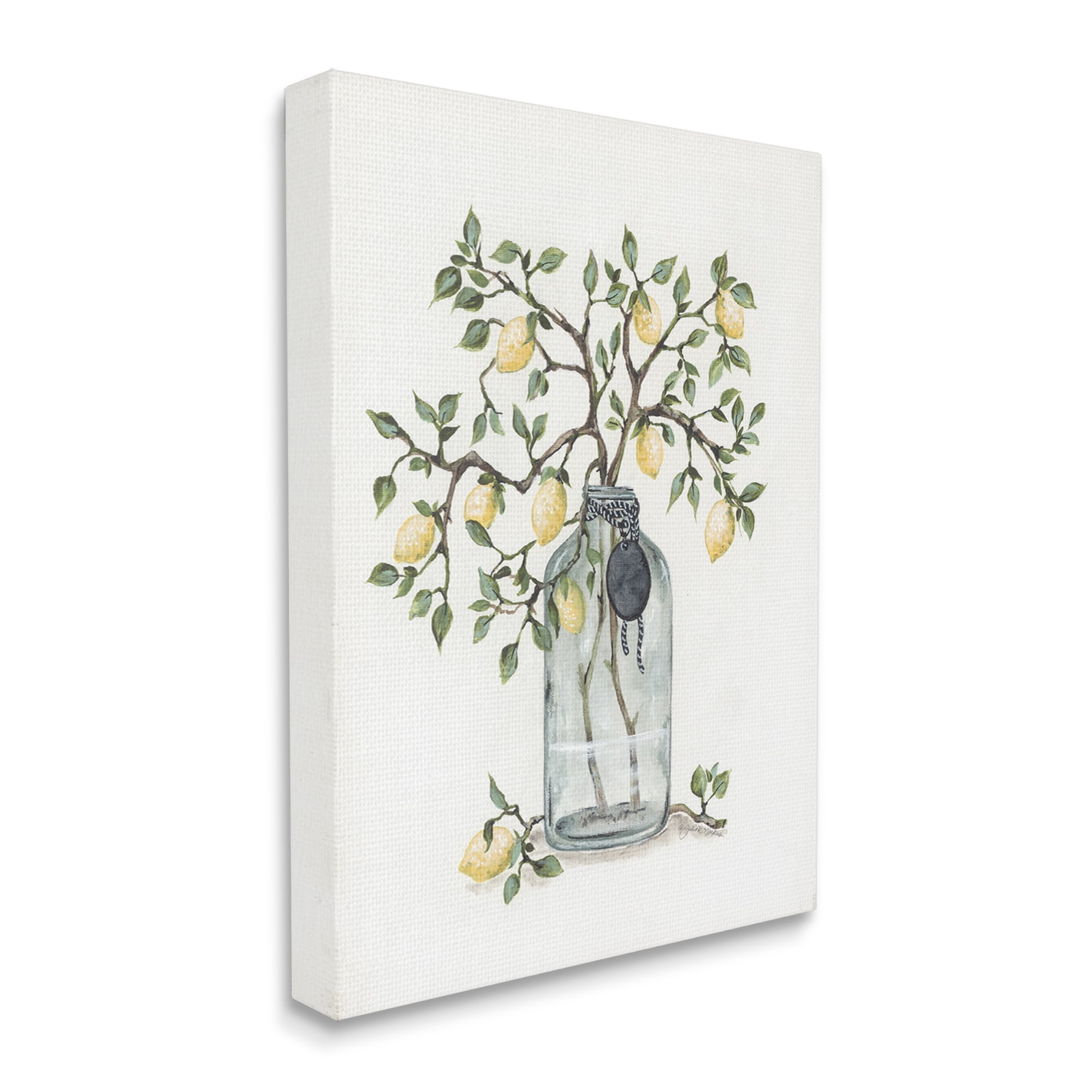 Stupell Industries Dangling Country Lemon Branches Decorated Glass Vase Painting Gallery Wrapped Canvas Print Wall Art, Design by Julie Norkus