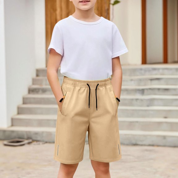 UACY Athletic Shorts for Boys Wide Leg Elastic Waist Basketball Shorts Running Loose Casual Pocket Knee Length Pants