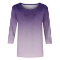 thumbnail image 3 of Birdeem T-Shirt Ample Imprimé pour Femmes, Blouse à Manches 3/4, Col Rond, Hauts Décontractés, 3 of 12