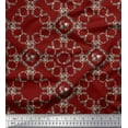 thumbnail image 1 of Soimoi Red Heavy Canvas Fabric Floral Wreath Geometric Fabric Prints By Yard 58 Inch Wide, 1 of 5