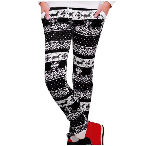 Pantalones de cintura elástica Pompotops estampado navideño largos rectos chándal Talla S M L XL XXL
