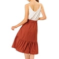 thumbnail image 3 of MODA NOVA Junior's Button Decor Belted High Waist Ruffle A-Line Skirt Rust M, 3 of 6