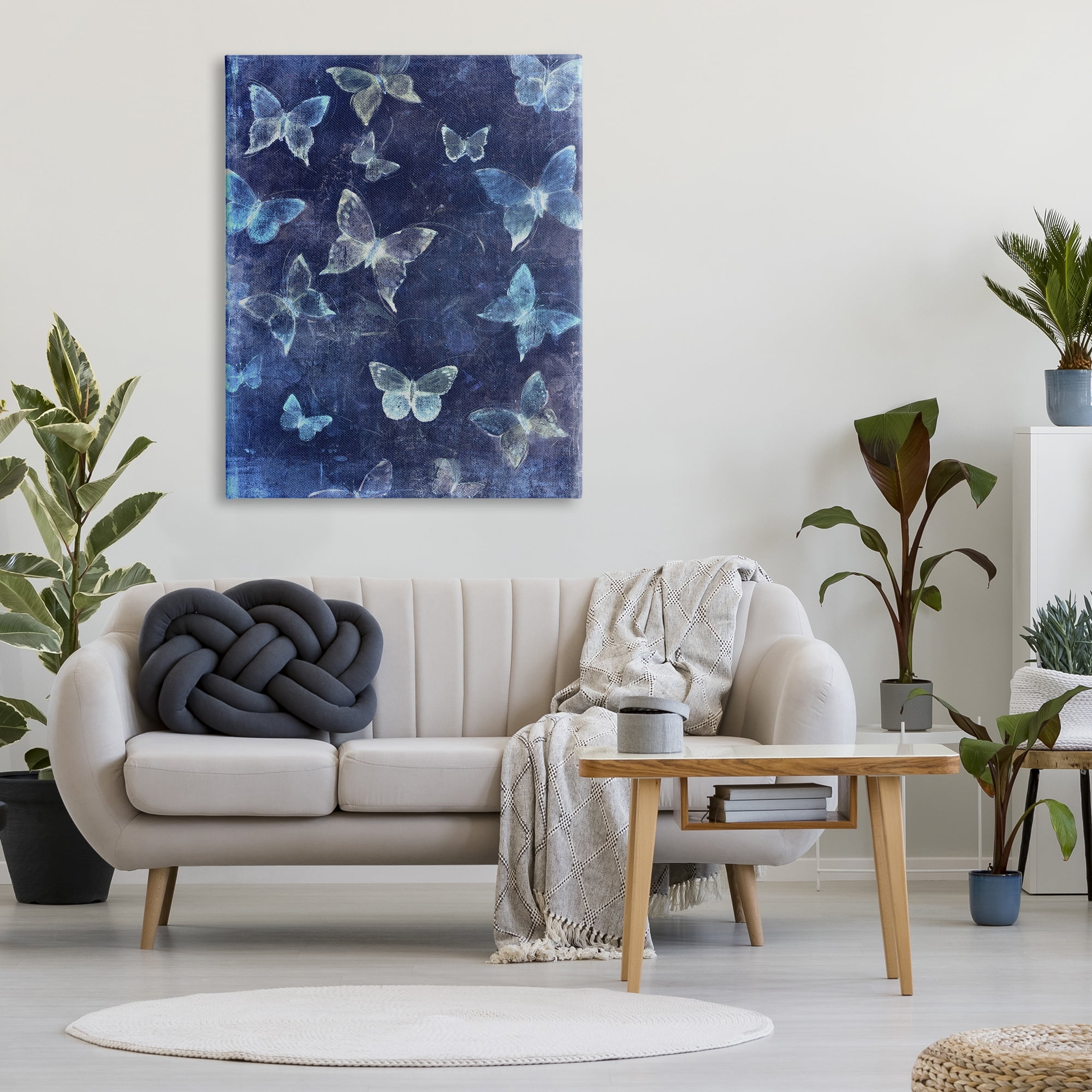 Stupell Industries Blue Modern Butterflies Animals & Insects Painting Gallery Wrapped Canvas Print Wall Art, 36 x 48