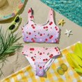 thumbnail image 6 of CCRFTGI Swimsuits for Child Girls Size 6-7 Two Piece Sets Swimming Bikini Set Beach Vacation Girls Bathing Suit Cute Summer Fruit Print Girls Fashion Swim Suit Kids Swimwear Purple 5-6 Years, 6 of 9