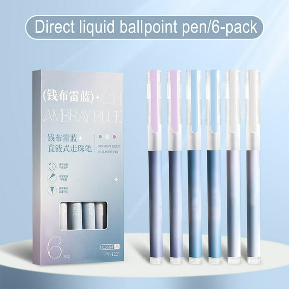 WKSCLPAI 6 Pcs Black Ink Gel Pen with Direct Liquid Filling, Quick-dry Ink Pens with Premium 0.5 mm Fine Point Pens, Smooth Writing with Even Ink Flow(Chambray Blue)