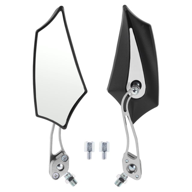 Espejos retrovisores de motocicleta Unique Bargains, espejos laterales de extremo de barra, montaje de aleación de aluminio, plástico, negro, blanco, ajustable M8/M10, forma prismática
