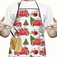 thumbnail image 2 of Red Christmas Car Pattern Apron-Garden Aprons for Women with Pockets-Cotton Linen Waterproof Kitchen Cooking Gardening Aprons Adjustable for Kitchen,Cooking,BBQ and Salon 33"x27", 2 of 7