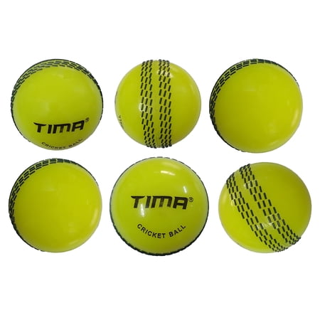 Tima Sports Fun Poly Hard Synthetic Red Cricket Ball (Yellow Pack Of 6)