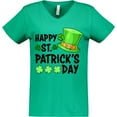 thumbnail image 3 of Inktastic Happy St. Patrick's Day Green Hat and Clovers Women's V-Neck T-Shirt, 3 of 5