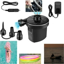 Electric Air Pump for Inflatable with 3 Nozzles, 110V AC/12V DC, Portable Air Mattress Pump, Quick Fill Inflator Air Pump Perfect for Outdoor Camping Inflatable Raft Boat Blow Up Pool Water Toy Bed