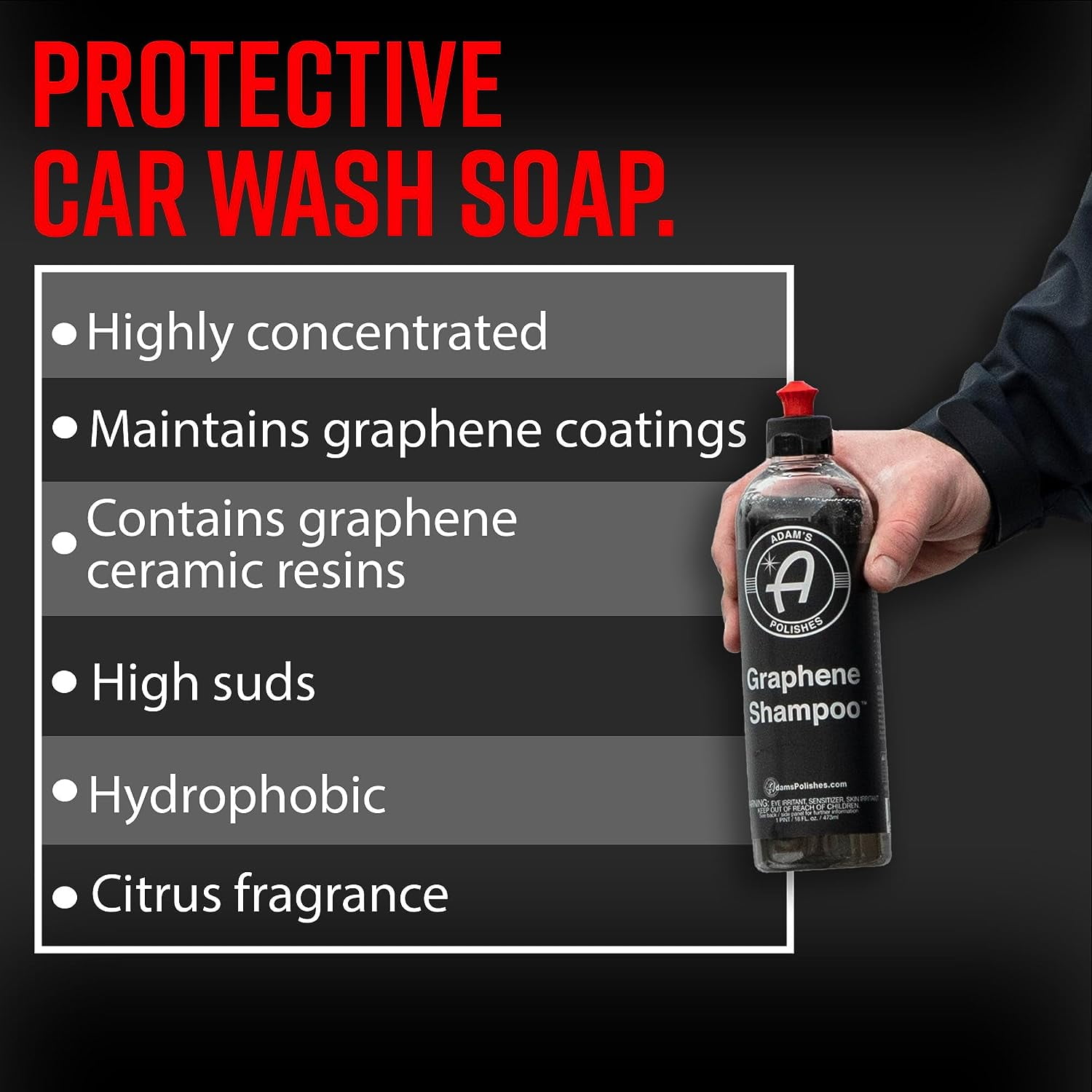 Adam's Graphene Shampoo Gallon - Graphene Ceramic Coating Infused Car Wash  Soap - Powerful Cleaner & Protection In One Step - pH Neutral, High Suds  For Foam Cannon, Foam Gun, Or Detailing