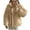 Khaki, variant on Winter Hooded Coat for Women Thermal Cozy Full-Zip Puffer Jacket Casual Loose Solid Long Sleeve Cotton Outerwear with Pockets Yellow M