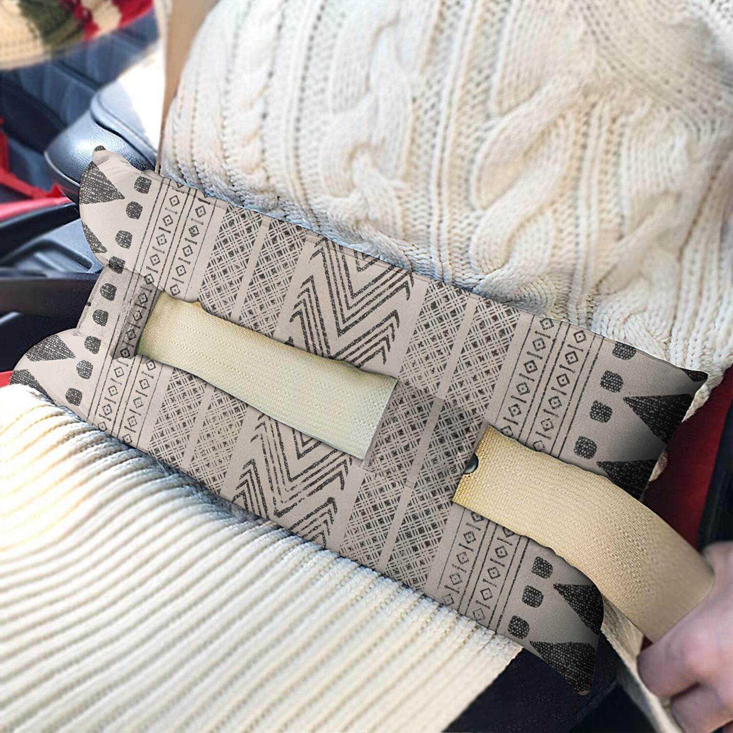 Vintage Style Mastectomy Pillow - Post Heart Surgery Seatbelt Cushion, Retro Geometric, Soft Material