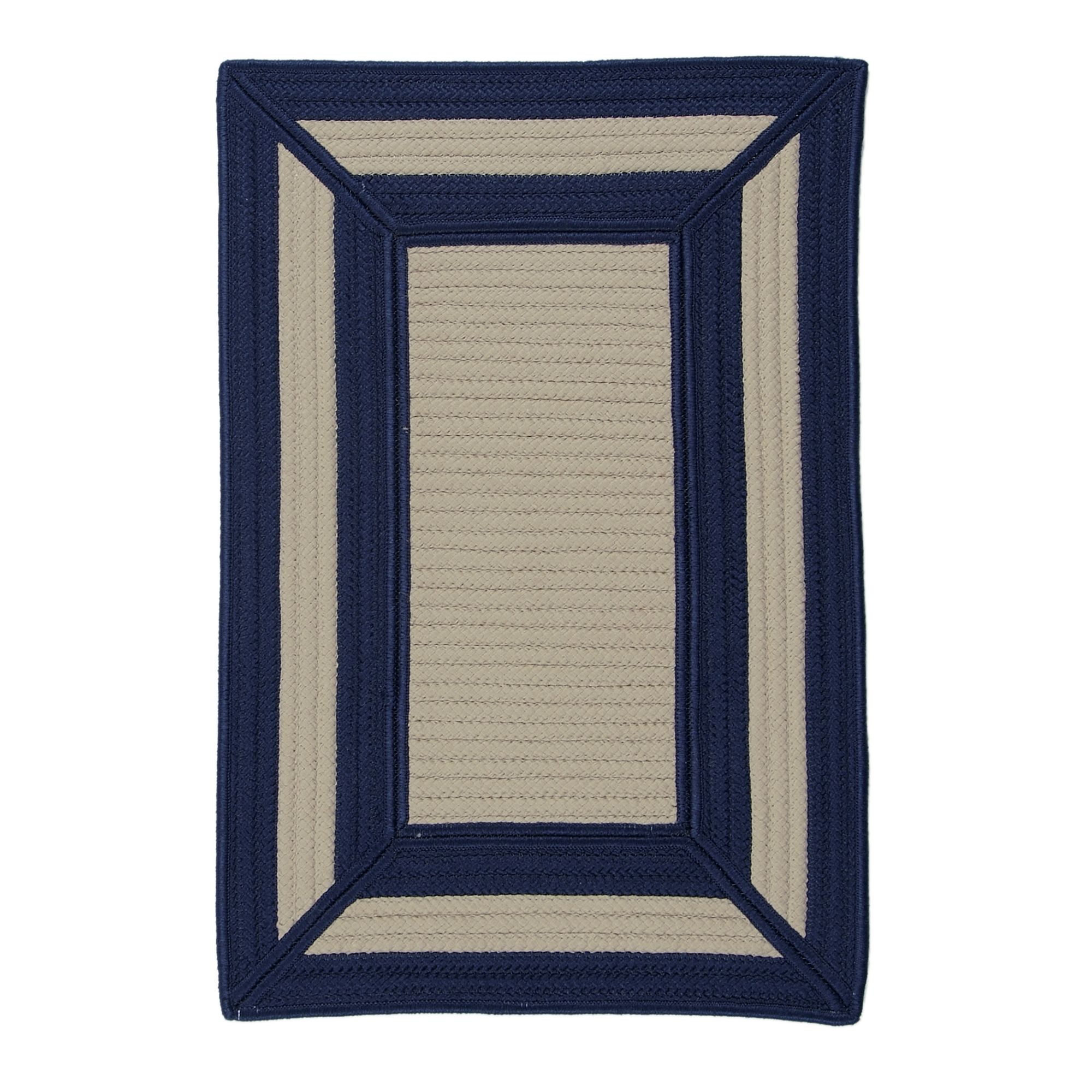 27' x 46' Beige and Navy Blue Fresh Handcrafted Outdoor Area Throw Rug