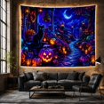 thumbnail image 6 of Magical Atmospheric Nighttime With Around House Entrance Winding, Playful Illustration for Cat Lovers, Animal Wall Decor, Halloween Gift, Tapestry Wall Hanging for Bedroom and Dorm, 6 of 7