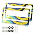 thumbnail image 2 of 2-Pack Aluminum License Plate Frame with 2 Holes for GM License Plate Cover with Free Screws Daisies on Yellow-blue Background, 2 of 8