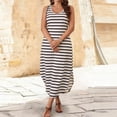 thumbnail image 6 of WRKEKC Casual Dresses for Women Striped V Neck Sleeveless Loose Relaxed Midi Soft Breathable Fabric Comfort Soft, 6 of 8