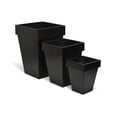 thumbnail image 5 of Contemporary Home Living Set of 3 Black Handmade Tapered Square Planter 20.75", 5 of 6