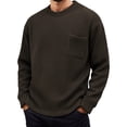 thumbnail image 2 of Mens T-shirts Long Sleeve Plus Size Relaxed Waffle Top Spring Casual Crewneck Thermal Everyday Wear Tees Brown XXL, 2 of 4