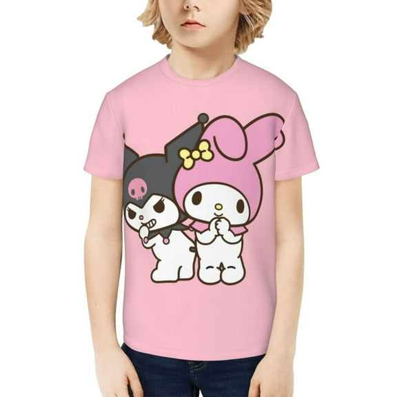My Melody And Kuromi Kids T-Shirt 3d Printed Graphic T-Shirts Boys And Girls Short Sleeve Shirts For Youth Kids X-Small