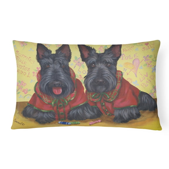Scottish Terrier Scotties Rule Canvas Fabric Decorative Pillow