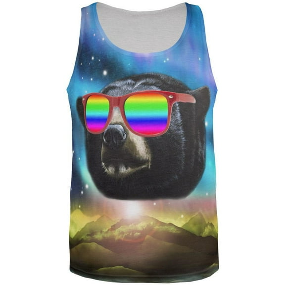 Rainbow Galaxy Bear All Over Adult Tank Top - X-Large