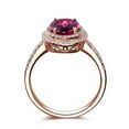 thumbnail image 3 of Designer 2 Carat 8x6mm Oval Shape Red Ruby And Moissanite Diamond Double Halo Engagement Ring in 10k Rose Gold, 3 of 5