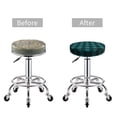 thumbnail image 5 of Picia Teal On Black Plaid Pattern Round Stool Covers Comfy Seat Covers Stretch Removable Washable Chair Slipcover Round Bar Chair Cushion Cover-14 inch, 5 of 7