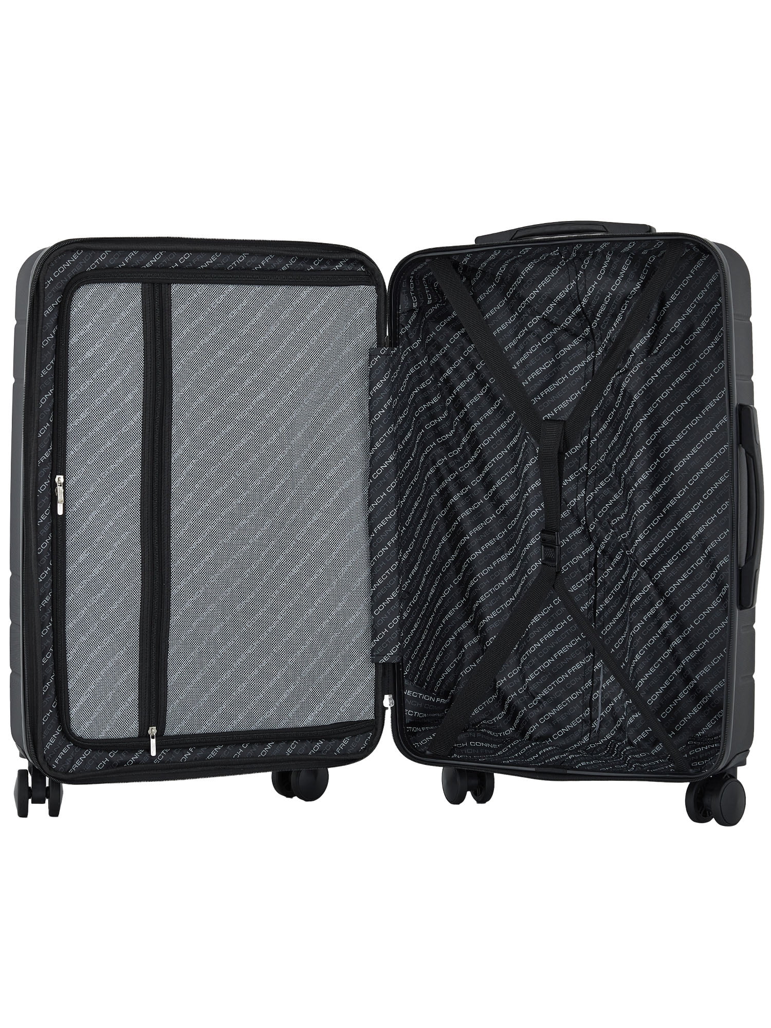 French Connection 22in Expandable Rolling Carry-on with Cup Holder, Black