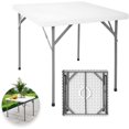 thumbnail image 1 of Mesa Plegable Cuadrada de Plastico, Mesa para Interiores y Exteriores, Medidas: 86cm Largo y 74cm Alto, Plastico Reforzado, Soporta 100Kg, Color Blanco, 1 of 13