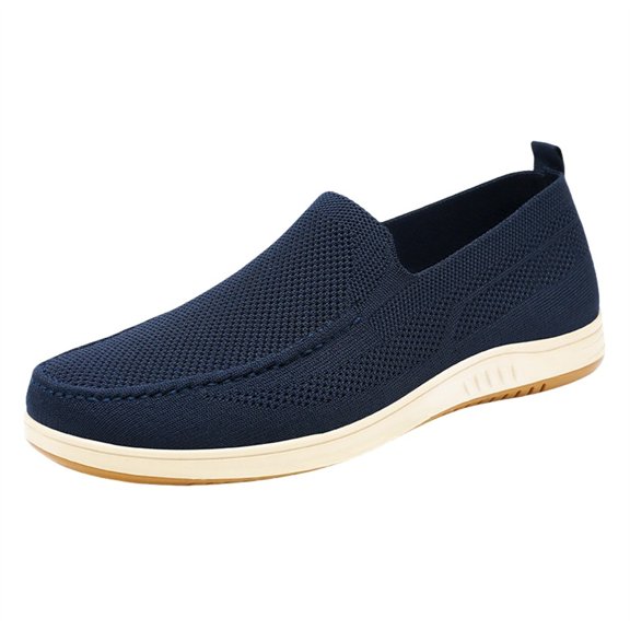 NOKIO Men's Knit L𝗈afers Laceless S𝗅ip On Flat Mules Shoes Fashion So𝗅id Color Sport Shoes Lightweight Breathable Casual Sneakers Wide Width Closed Toe Walking Shoes