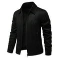 thumbnail image 4 of Olyvenn Fashion Mens Zip Up Bomber Jacket Casual Lapel Suede Warm Business Coat Long Sleeve Solid Color Loose Comfy Trendy Jackets Black 10, 4 of 6
